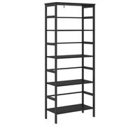 HKTMGDNG Bibliothèque sur pied, aspect chêne noir, 60 x 29,5 x 149 cm | Étagère industrielle sur pied avec 4 compartiments ouverts en bois et cadre en métal pour salon et bureau à domicile