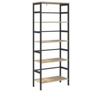 HKTMGDNG Bibliothèque sur pied en chêne Sonoma 60 x 29,5 x 149 cm | Étagère de rangement industrielle à 4 niveaux pour salon, chambre à coucher et bureau avec protections de sol réglables.