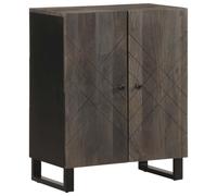 HKTMGDNG Buffet noir 60 x 33 x 75 cm en bois massif de manguier | Armoire d'appoint compacte pour salon et couloir avec surface sablée robuste, pieds et compartiment en métal stables.