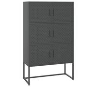 HKTMGDNG Highboard Commode en acier anthracite 80 x 35 x 135 cm avec 6 | Buffet robuste en métal avec pieds réglables en hauteur et protection anti-basculement pour salon, couloir ou bureau.