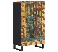 HKTMGDNG Highboard Commode en bois massif 60 x 33 x 100 cm | Armoire industrielle multi-usages pour salon ou couloir avec 2 compartiments, 1 tiroir et pieds solides en fer.