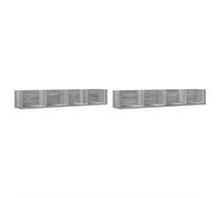 HKTMGDNG Lot de 2 armoires murales en bois gris sonoma 99 x 18 x 16,5 cm | Armoire flottante élégante en gris sonoma pour le salon ou le bureau, crée un espace de rangement mural avec une capacité de