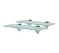 HKTMGDNG Lot de 2 étagères murales flottantes en verre transparent 30 x 20 | Étagère en verre transparent en verre de sécurité de 8 mm avec supports de serrage pour salle de bain, cuisine et salon