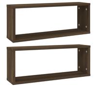 HKTMGDNG Lot de 2 étagères murales marron aspect chêne 60 x 15 x 23 cm | Lot de 2 étagères flottantes modernes en bois pour salon et chambre à coucher avec une charge maximale de 40 kg.
