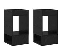 HKTMGDNG Lot de 2 tables d'appoint carrées en bois chêne noir | Dispose d'une étagère de rangement inférieure et d'une taille compacte de 30 x 30 x 56 cm, idéale pour les salons et les