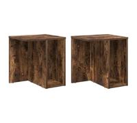 HKTMGDNG Lot de 2 tables d'appoint en bois - Console de chevet avec | Dispose d'une étagère de rangement ouverte, mesurant 37 x 32 x 40 cm, idéale pour les tables de chevet de chambre ou le salon
