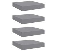 HKTMGDNG Lot de 4 étagères murales flottantes en MDF Gris 23 x 23,5 x 3,8 | Quatre étagères carrées suspendues pour chambre et salon. Étagère élégante pour livres et décoration.