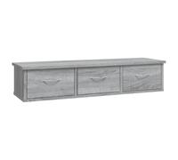 HKTMGDNG Meuble TV mural gris sonoma 88 x 26 x 18,5 cm en bois | Étagère suspendue peu encombrante avec 3 tiroirs pour salon et chambre à coucher, charge jusqu'à 50 kg.