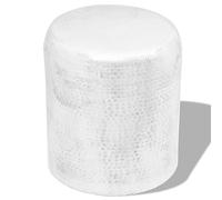 HKTMGDNG Table d'appoint argentée en aluminium, tabouret rond martelé, 36 x 47 cm, tabouret moderne en métal et table basse pour salon et chambre à coucher, objet décoratif fait à la main