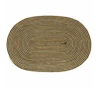 HKTMGDNG Tapis ovale en jute tissé à la main Noir naturel 122 x 183 cm | Tapis ovale élégant en fibre naturelle pour le salon et la chambre à coucher. Facile d'entretien, lavable en machine et