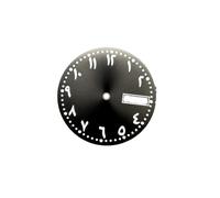 HKVTVCYPYA Cadran de montre à chiffres arabes de 28,5 mm, double calendrier, luminescent vert, accessoires compatibles avec les mouvements NH35 et NH36(Svart)