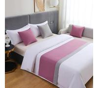 HLASMSPE Couverture en Lin de Coton, Jeté de Lit, Couvre-lit, Décor de Lit, Écharpe de Lit Moderne, Couverture de Protection pour Hôtel, Mariage, Rose Gris, Couvre-lit de 50x210cm pour lit de 1,5m