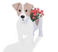 HLASMSPE Pot de fleurs Jack Russell pour décoration de jardin, petit cadeau pour femme, boîte de rangement en forme de chien, 43 x 25 cm