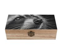 HLBSDM Boîte de rangement en bois Wolf avec couvercle à charnière, coffret cadeau vintage en bois naturel, boîte à bijoux décorative rustique, 20 cm L x 10 cm l x 6 cm H