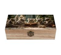 HLBSDM Boîte de rangement en bois Wolf avec couvercle à charnière, coffret cadeau vintage en bois naturel, boîte à bijoux décorative rustique, 20 cm L x 10 cm l x 6 cm H