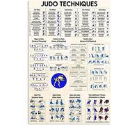 HLBSDM Guide des techniques de judo Plaque en métal Connaissances du judo Affiche Maison Club Bureau Décoration murale Plaque 8x12 pouces