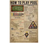 HLBSDM Plaque métallique « Comment jouer au billard » vintage, affiche en étain, décoration murale pour la maison, le bureau, 20,3 x 30,5 cm