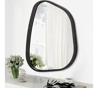 HLFMVWE Grand miroir asymétrique de 50,8 x 40,6 cm, miroir mural ovale irrégulier avec cadre en bois de forme unique, miroir artistique décoratif pour salon, chambre à coucher, salle de bain, entrée,