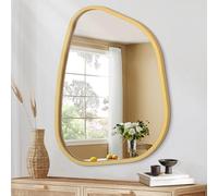 HLFMVWE Grand Miroir Mural asymétrique Cadre en Bois irrégulier Moderne Unique Mural Artistique ondulé Miroir décor Salle de Bains vanité Chambre Salon entrée Couloir 65 x 45 CM