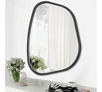 HLFMVWE Grand miroir mural asymétrique noir 50,8 x 40,6 cm, miroir ovale irrégulier avec cadre en bois de forme unique, miroir artistique décoratif pour salon, chambre à coucher, salle de bain