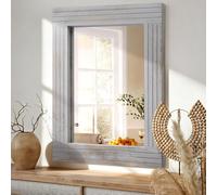 HLFMVWE Grand Miroir Rustique en Bois Cadre Rectangle Miroir Vintage Suspendu pour Chambre Salle de Bain Salon Décoration Murale Farmhouse Grand 45 x 65cm