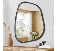 HLFMVWE Miroir asymétrique noir - Miroir mural ovale irrégulier - Cadre en bois moderne - Forme unique - Miroir décoratif pour salon, chambre, salle de bain