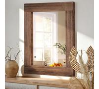 HLFMVWE Miroir en Bois Rectangulaire Encadré Miroirs Rustiques Vintage Décor Farmhouse Salle de Bain Rustique Miroir pour Dressing Entrée Grand 30 x 40CM Marron