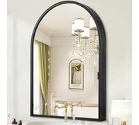 HLFMVWE Miroir Mural Arche 30×40cm Noir, Bain Métal Brossé Grand Miroir de Maquillage avec Cadre en Alliage d'Aluminium Idéal pour Entrée Chambre Salon Salle de Bain