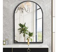 HLFMVWE Miroir mural arqué noir en métal brossé pour salle de bain, salon, chambre à coucher, entrée, meuble-lavabo, décoration d'intérieur, 50 x 70 cm