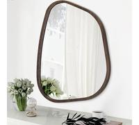 HLFMVWE Miroir mural asymétrique avec cadre en bois irrégulier moderne et unique - Miroir mural artistique ondulé - Décoration de salle de bain, chambre à coucher, salon, entrée, couloir - 35,6 x 25,4