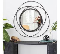 HLFMVWE Miroir Mural décoratif en métal Noir Circulaire, Petit Miroir Mural Rond Artistique pour la Maison, décoration pour Le Salon, la Chambre à Coucher, la Salle de Bain et l'entrée