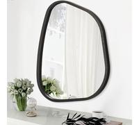 HLFMVWE Miroir Mural Irrégulier Asymétrique Blanc Miroir Moderne Cadre en Bois Forme Unique Monté au Mur Vanité Miroir Artistique Décor pour Salon Chambre Salle de Bain Entrée Couloir 35,6 cm x 25,4