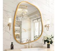 HLFMVWE Miroir mural irrégulier pour mur, miroir mural doré décoratif 50,8 x 40,6 cm, miroir asymétrique en alliage d'aluminium pour salle de bain, chambre, salon, vestiaire, entrée