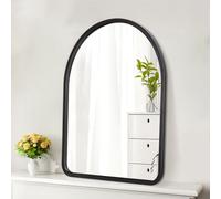 HLFMVWE Miroir mural noir en arc, miroirs muraux à cadre en bois, miroir vintage décoratif de ferme pour salle de bain, salon, chambre à coucher, couloir 65L x 45L cm