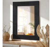 HLFMVWE Miroir mural rectangulaire avec cadre en bois rustique noir à suspendre pour salle de bain, chambre à coucher, salon, entrée - Petit format - 30 x 40 cm