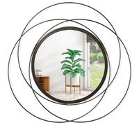 HLFMVWE Miroir Mural Rond avec Cadre en Fil de Fer - Miroir Mural pour décoration d'intérieur, Salon, Chambre à Coucher, Salle de Bain, entrée - Grand Laiton - 61 x 61 cm