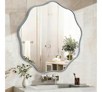 HLFMVWE Miroir rond ondulé pour mur, 60 cm, miroir circulaire moderne avec cadre en métal pour salle de bain, chambre à coucher, salon, entrée, décoration d'intérieur
