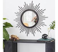 HLFMVWE Miroirs Noirs pour décoration Murale Sunburst Miroir décoratif bohème Miroir Rond Moderne en métal pour Chambre à Coucher, Salon, Couloir, Salle de Bain