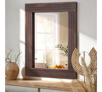 HLFMVWE Miroirs pour Le Mur Miroir Rustique en Bois à Cadre rectangulaire Miroir Vintage à Suspendre pour Chambre à Coucher Salle de Bain Salon décoration Murale Marron Grand 30 x 40CM