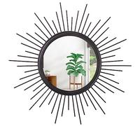 HLFMVWE Sunburst Miroir mural rond en métal à petits rayons pour salon, couloir, chambre à coucher, salle de bain, balcon, ferme, entrée 30,5 cm Noir