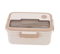 HLHLH Récipient Alimentaire En Plastique Résistant À La Chaleur, Boîte Déjeuner Bento De 1500 Ml, Portable Avec Poignée, Étanche, Compartimenté for Enfants, Adolescents Et Adultes(Beige)
