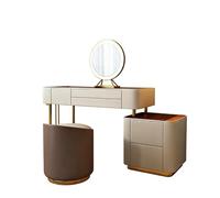 HLHLOP777 Tabouret de Coiffeuse Bureau de Maquillage avec Plateau en Verre et tiroirs Chambre à Coucher Meubles(Moyen)