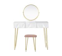 HLHLOP777 Tabouret de Coiffeuse Coiffeuse Blanche avec Miroir Pivotant à 360° et Tabouret en Velours Chambre à Coucher Meubles