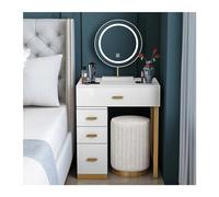 HLHLOP777 Tabouret de Coiffeuse Ensemble de Bureau Maquillage Blanc avec Miroir éclairé et tiroirs Chambre à Coucher Meubles(Moyen)