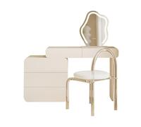 HLHLOP777 Tabouret de Coiffeuse Ensemble Meuble-lavabo Blanc avec 5 tiroirs, Miroir de Maquillage et Chaise Chambre à Coucher Meubles