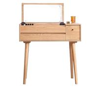 HLHLOP777 Tabouret de Coiffeuse Petit Bureau de vanité, Maquillage avec Miroir Rabattable Chambre à Coucher Meubles(Natural)