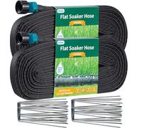 Hlinker Lot de 2 tuyaux d'arrosage plats de 30,5 m avec piquet pour jardin, tuyau d'égouttement reliable, automatise le système d'irrigation de jardin, économie de 88 % d'eau, tuyau d'arrosage double