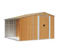 hliofuir Abri de jardin en métal avec étagère pour bois de cheminée, marron | Abri de jardin spacieux en acier galvanisé avec abri pour bûches de cheminée, 4 ouvertures d'aération et toit en pôle pour le