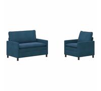 hliofuir Ensemble de canapé 2 pièces en velours bleu 3 places | Fauteuil rembourré en velours doux et 2 places avec coussin double couche pour salon, chambre d'amis et salon.