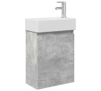 hliofuir Ensemble lavabo de salle de bain avec mitigeur gris béton 45,5 cm | Lavabo peu encombrant - Montage mural - Gris béton - Pour salle de bain d'invités et petites pièces - Avec lavabo en